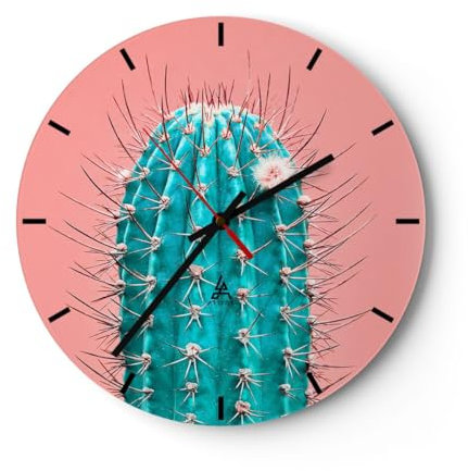 ARTTOR Moderne Wanduhr 30x30cm Rund Glasuhr Botanik Blumen - 5329