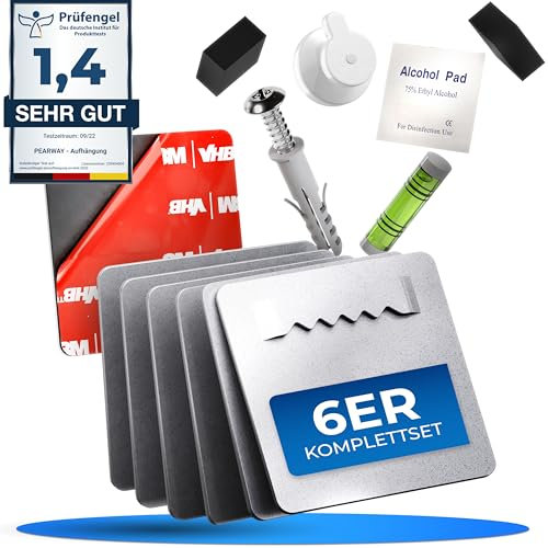 PEARWAY Ganci autoadesivi extra forti, adesivi originali da 3 m, da appendere senza fori, autoadesivi per immagini in vetro acrilico, ganci adesivi, 4 x 4 (set da 6)