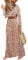 MessBebe Womens 2024 Floral Maxi Dress Wrap V Neck Long Sleeve Beach Party Flowy Long Boho Dresses with Belt Red