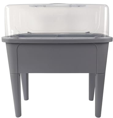 HTI living Hochbeet Nessa mit Frühbeetabdeckung Grau Pflanzkasten Gewächshaus