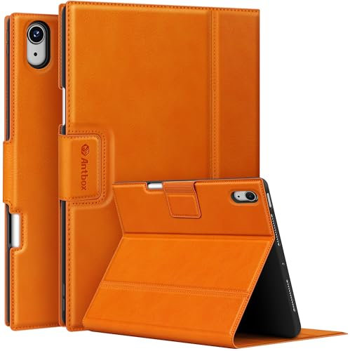 Antbox Hülle für iPad Air 11 Zoll M3 (2025) / M2 (2024), iPad Air 5./4. Generation (2022/2020) 10.9 Zoll mit Stifthalter Auto Schlaf/Wach Funktion PU Ledertasche Schutzhülle(Orange)