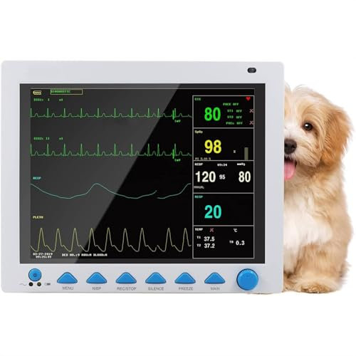 Portable Vet Monitor, 4800 Sets of Blood Pressure Data Storage, Multiparameter Machine Animal Monitor for Dog, Cat, Pets