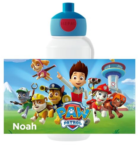 Mepal Paw Patrol Trinkflasche Pop-up Campus - Personalisierte Wasserflasche mit Namen für Kinder - Auslaufsichere Flasche für Schule - BPA-frei & Spülmaschinenfest - 400 ml - Paw Patrol