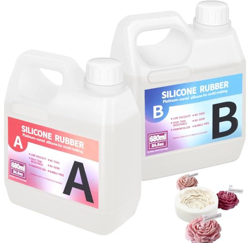 1360ml 20A Kit de Fabrication de moules en Silicone, Caoutchouc de Silicone Liquide pour Le Moulage, Non Toxique, Facile à Utiliser, Caoutchouc de Silicon de Moulage catalysé au Platine,1:1 par Poids