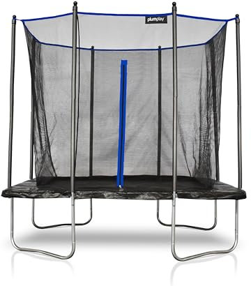 Plum Play Outdoor Rectangular Trampoline with Satety Enclosure to Seperate the Jumper From the Coated Springs - Weather Protected Thick Foam Pads - Max user weight from 100kg (6 x 8ft)