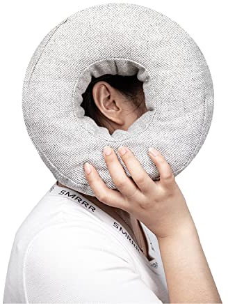 GNEGNI LIFE Kissen mit Loch - Weiches Donut Kissen für Seitenschläfer - Ohrkissen für Ohrringe & Kopfhörer, Piercing Kissen