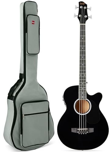 Best Choice Products Acoustic Electric Bass Guitar, Full Size 4 String, Fretted Bass Guitar w/Padded Gig Bag - Black
