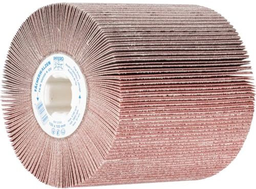 PFERD Fächerschleifwalze | 100 x 100 mm, Keilnut 19mm, Korund A 120 | 44783120 – zum universellen Einsatz auf Walzenantrieben