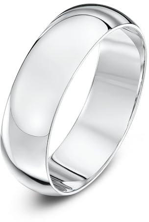 Theia Unisex Ehering Platin, Sehr massive D-Form, poliert, 6mm - Größe 65 (20.7)