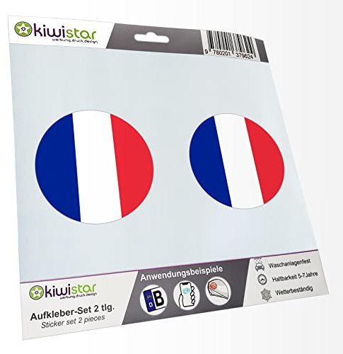 KIWISTAR - 2X Kennzeichenaufkleber - Frankreich - Kennzeichen Aufkleber Sticker Nummernschild Land Country Nation