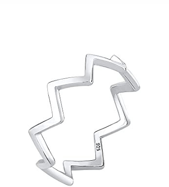 Elli Ring Damen Geo Zick Zack Eckig Trend aus 925 Sterling Silber