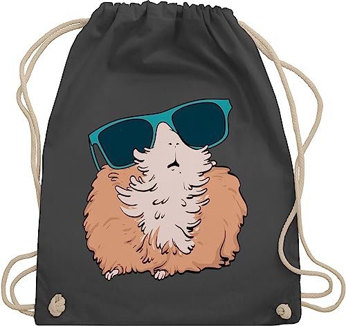Turnbeutel Rucksack - Tiere Hase & Co. - Meerschweinchen Geschenke - Unisize - Dunkelgrau - beutel kinder sportbeutel sportrucksack stofftasche baumwolle stoff tier mit tieren animal print