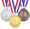Swpeet Lot de 3 médailles de récompense en métal doré et argenté avec ruban, style olympique pour événements, salles de classe, jeux de bureau et sports – 1ère, 2e et 3e place (médailles de récompense