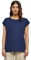 Urban Classics Women's Ladies Extended Shoulder Tee Basic Capsleeves, Shortsleeve T-Shirt Top with Crew Neck, darkblue, S