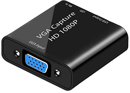 Tarjeta de captura de video, adaptador de captura VGA a USB con entrada de micrófono, adaptador de video HD 1080p, para transmisión en vivo, portátiles, monitores, videoconferencias y juegos