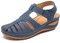 HHZY Sandales Femme Été Confortable Talon Compensées Nu-Pieds Mode Chaussure Orthopédique Bout Fermé Plateforme Cuir PU Grande Taille Chaussures de Plage,Bleu,36