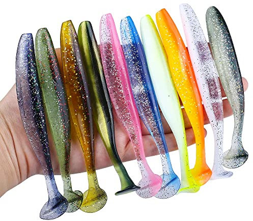 Njord Kalastus Zander Gummiköder Set 12cm | Gummiköder Zander in 10 fängigen Farben | Gimmifische Zander Köder Set | Gummi Raubfischköder für Barsch, Zander, Hecht (10 Stück 12cm)