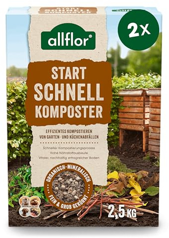 Allflor Schnellkomposter 2 x 2,5 Kg in der Faltschachtel I Mit hochwertigen Naturstoffen I Kurzer Rottezeit und besserer Kompost I Sorgt für eine gesunde Vermehrung der Mikroorganismen