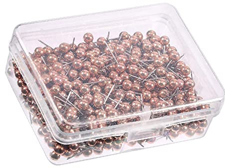 200Pcs Round Plastic Head Push Pins Head Push Pins Map Tacks Drawing Pins Map Pins for Pin Board Thumb Tacks (Rose Gold)