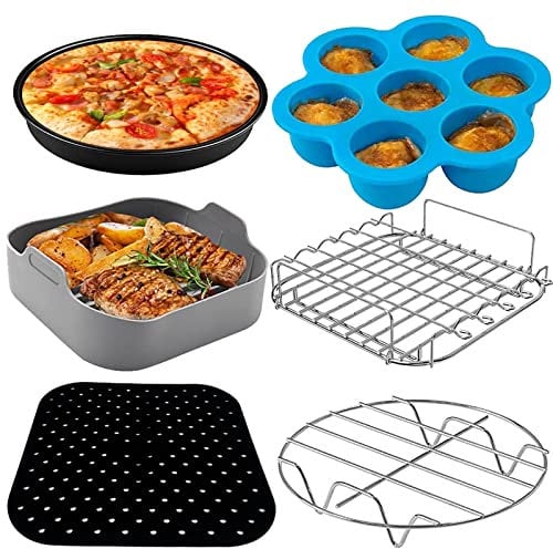 Air Fryer Accessories 5.5L Square, Air Fryer Accessories 5.5 Liter XXL Utensils Shape Accessories Suitable for COSORI Ninja CECOTEC INNSKY Philips 5.5L 6L 6.2L Air Fryer