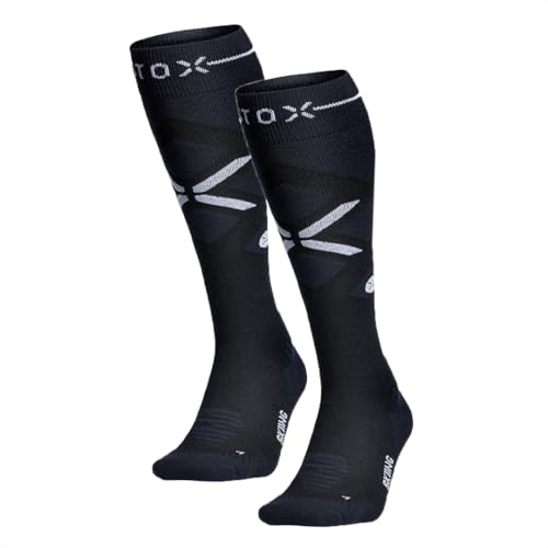 STOX Energy Socks Chaussettes de Ski pour Homme 2 Paires, Bas de Contention en Laine Mérinos, Chaussettes de Compression Chauffantes Hommes, Compression Socks Thermiques de Ski et Snowboard