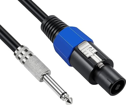 Professional 12 Gauge Male to 1/4'' Male Audio Cord, Speakon to 1/4'' Speaker Cable DJ Speaker Cable with Twist Lock Connection Extension Wiring(6FT/1 Pack)