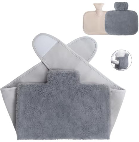 Gofady wärmeflaschen mit gürtel, 3 in1 wärmflaschengürtel, 1L wärmflasche lang,wärmflasche groß mit weichem Plüsch Hand Taillenwärmer Abdeckung für Weihnachten Geschenke
