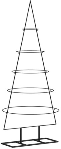 vidaXL Metall Weihnachtsbaum für Dekorationen, Christbaum mit 5 Ebenen, Platzsparend DIY Dekoration, Weihnachtsschmuck Weihnachtsdeko, Schwarz 125cm