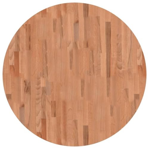 Gecheer Tischplatte Massivholzplatte Holzplatte Ersatztischplatte Holz Platte für Esstisch Couchtisch Ø90x2,5 cm Rund Massivholz Buche