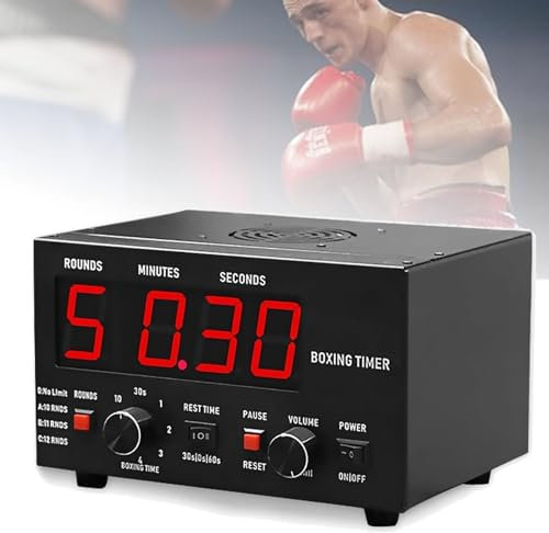 NVYAZJ Minuteur d'intervalle de Boxe commun, entraîneur d'intervalle Professionnel avec Haut-Parleur, Chiffres LED, Temps d'entraînement sélectionnable et répétitions de Cycle, Horloge de Fitness