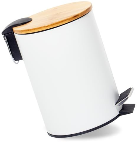 GREELUE 3L Kosmetikeimer Metall, Badezimmer Mülleimer mit deckel, Mülleimer Bad mit Absenkautomatik (Soft Close) (Weiß 3L)