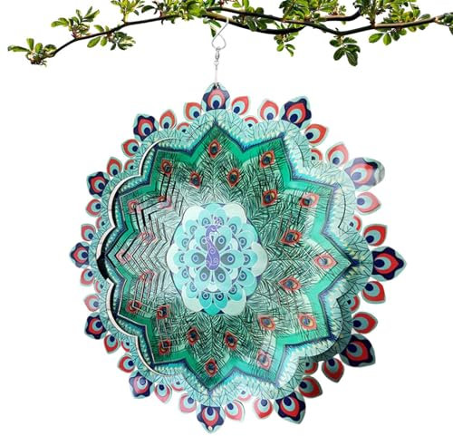12In Metal Butterfly Wind Spinner | Wind Spinner Mand-ALA Wind Spinner | Reflective Decorative Garden Art Supplies for Backyard, Patio, Porch, Balcony, Home