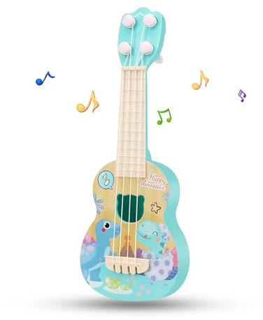 Kinder Ukulele 26cm Gitarre Spielzeug mit 4 verstellbaren Saiten Mini Musikinstrument Early Educational Acoustic Spielzeug für Kleinkinder Anfänger Geschenk (Dinosaurier)