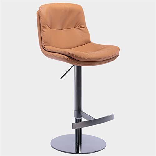 Moderne Bar Stuhl Verstellbare Drehbare Barhocker Thekenhöhe Zurück Kücheninsel Barhocker PU-Leder Titan Schwarz gebürsteten Edelstahl mit Schwerer Fester Basis (Braun)