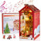 Gleamkid Book Nook DIY Kit-Weihnachten DIY Miniatur Puppenhaus Booknook,3D Puzzle Modell DIY Buch Stand Modell,Dekoration,mit Tools/LED Lichtern/Spieluhr,Geburtstag für Kinder ab 14 Jahren