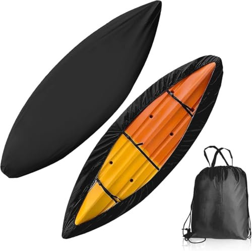 Mateju Kayak Cover for Outdoor Storage Waterproof Dust Cover Oxford Fabric Protection Weatherproof for Fishing Boat/Kayak/Canoe/Paddle Board for Indoor & Outdoor (Black,2.1-2.5m/6.8ft-8.2ft)
