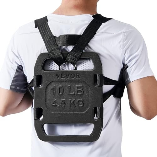 VEVOR Cast Iron Ruck Weights, 10LB Pair Plate, Weighted for Rucking, Adjustable With Straps, for Swings, Squat, Strength Training, Weightlifting, Fitness Workout