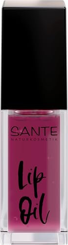 SANTE Naturkosmetik Lip Oil rosa, olio per labbra per labbra lucide e morbide, con olio di ricino e cera, 7 ml
