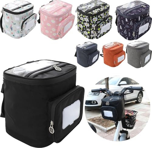 Boxonly Electric Scooter Handlebar Bag - Waterproof Storage Pouch with Phone Holder, Adjustable Straps, Black, 8.3x7.5 / 21x19 cm