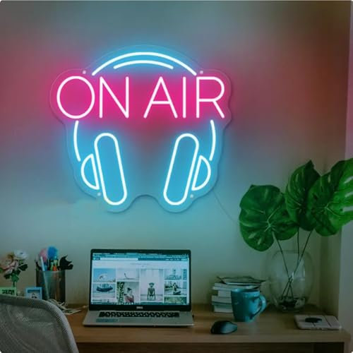 On Air mit Kopfhörer-Neonlichtschild für Twitch,Tiktok,Youtube-Streamer,Gamer-Liebhaber, On Air Aufnahmeschild mit Hängekette und dimmbarem Schalter für Studio, Wand, Schlafzimmer, Spielzimmer-Dekor