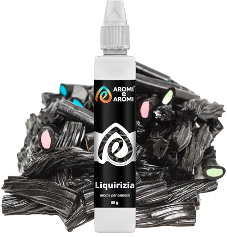 AROMI E AROMI | Aroma Liquirizia - Aroma Alimentare in Gocce per Dolci da Forno, Torte, Gelato, e Liquori | Prodotto Vegano a Zero Calorie | Prodotto 100% Italiano (50g)