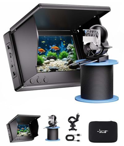 FOURQ Underwater Fishing Camera - 4.3 HD Colour Screen Fish Finder with 30m/100ft Reinforced Cable, 8 Infrared Night Vision Lights & Sun Visor - Professional Tackle for Carp, Ice, Lake & Sea Angling