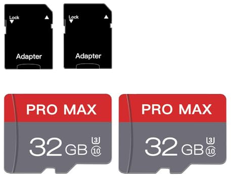 【2 Pack】32GB Micro SD Card, MicroSD Memory Card with AdapterClass 10, U3, V30, A1 for Smartphone,Dash Cam and Camera