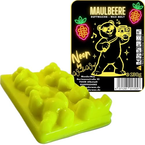WonderWax Neon Duftriegel 6 x Duftwachs Bären Wachsmelt Duftwachs Raumduft für Duftlampen Soja Wachs Melts Duftmelt Aroma Wellnes Kerzen Wärmer Wax Tarts Maulbeere
