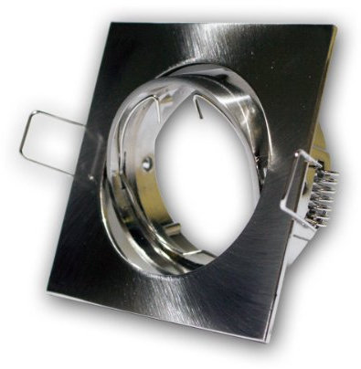 Einbaustrahler Decken Leuchte „SE80“ 80 x 80 mm quadratisch für 50 mm Lampen Alu Schwenkbar Chrom-Matt gebürstet