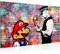 Runa Art Cuadro Moderno Mario Y El Policía Banksy - 100% Made In Germany - Arte Urbano Gris Sala 303014c