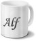 printplanet Tasse mit Namen Alf - Motiv Chrom-Schriftzug - Namenstasse, Kaffeebecher, Mug, Becher, Kaffeetasse - Farbe Weiß