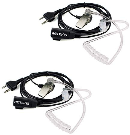 Retevis 2 Pin Cuffie Walkie Talkie Auricolare Compatibile con Ricetrasmittente Midland G7Pro G6 G9 G12 M24 GXT250 GXT550 GXT650 LXT80 LXT112 Alan39(2 Pezzi)