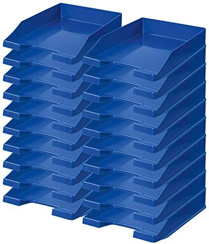 HAN 1027 Briefablage KLASSIK, DIN A4/C4, stapelbar, stabil, modern (blau / 20er Pack)