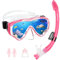 UPhitnis Schnorchelset Kinder - Taucherbrille Anti-Fog und Trocken Schnorchel - Anti-Leck Tauchmaske Dry Schnorchel - Schnorcheln Set für Jungen Mädchen - Rosa, Blau, Schwarz, Gelb